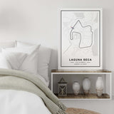 Raceway Laguna Seca motorsport circuit art print ideal for any room decor, living room, garage, wall decor, office art and gift idea, man gift, father gift, birthday gift.