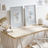 Hydrangea printable wall art trio in pastel blue and white style

