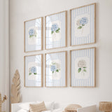 Light blue stripe floral print bundle featuring watercolor hydrangeas.

