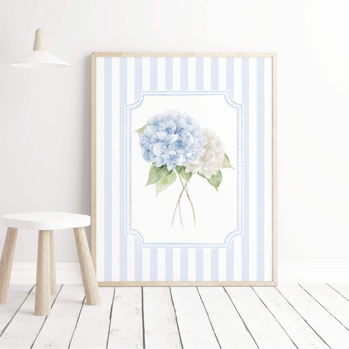 Printable hydrangea flower artwork for nursery or home decor set of 6.

