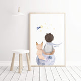 Watercolor little prince print for toddler room decor, baby boys room decor, nursery decor.