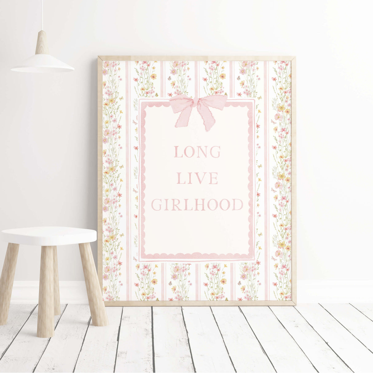 Vintage floral girls room wall art printable long live girlhood quote
