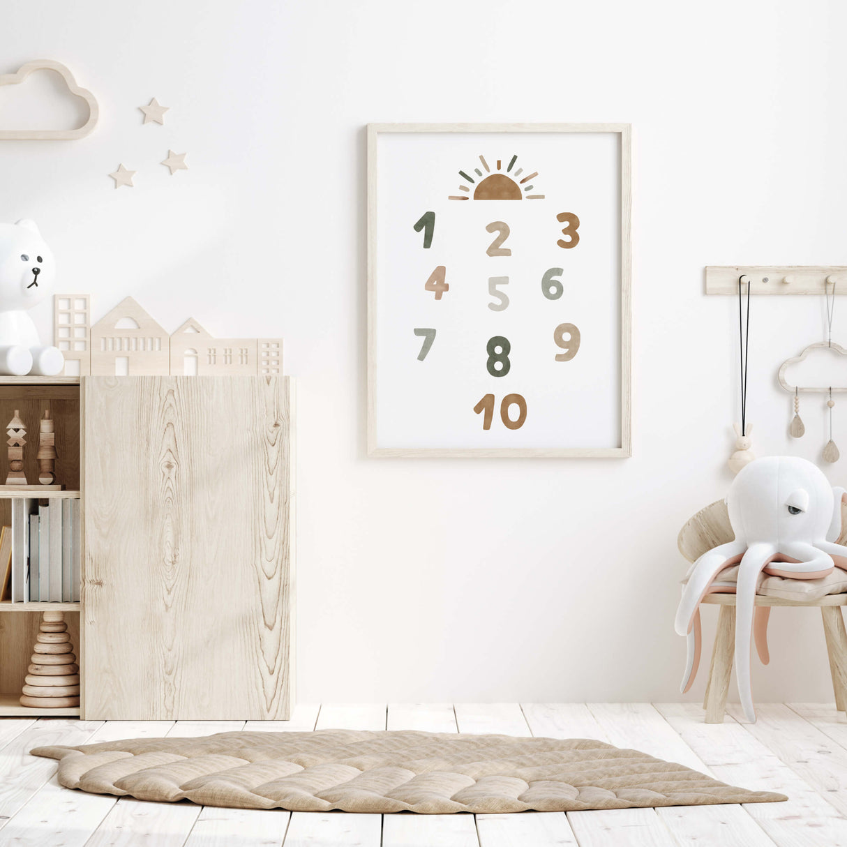 Numbers Print - Neutral Colors - Educational