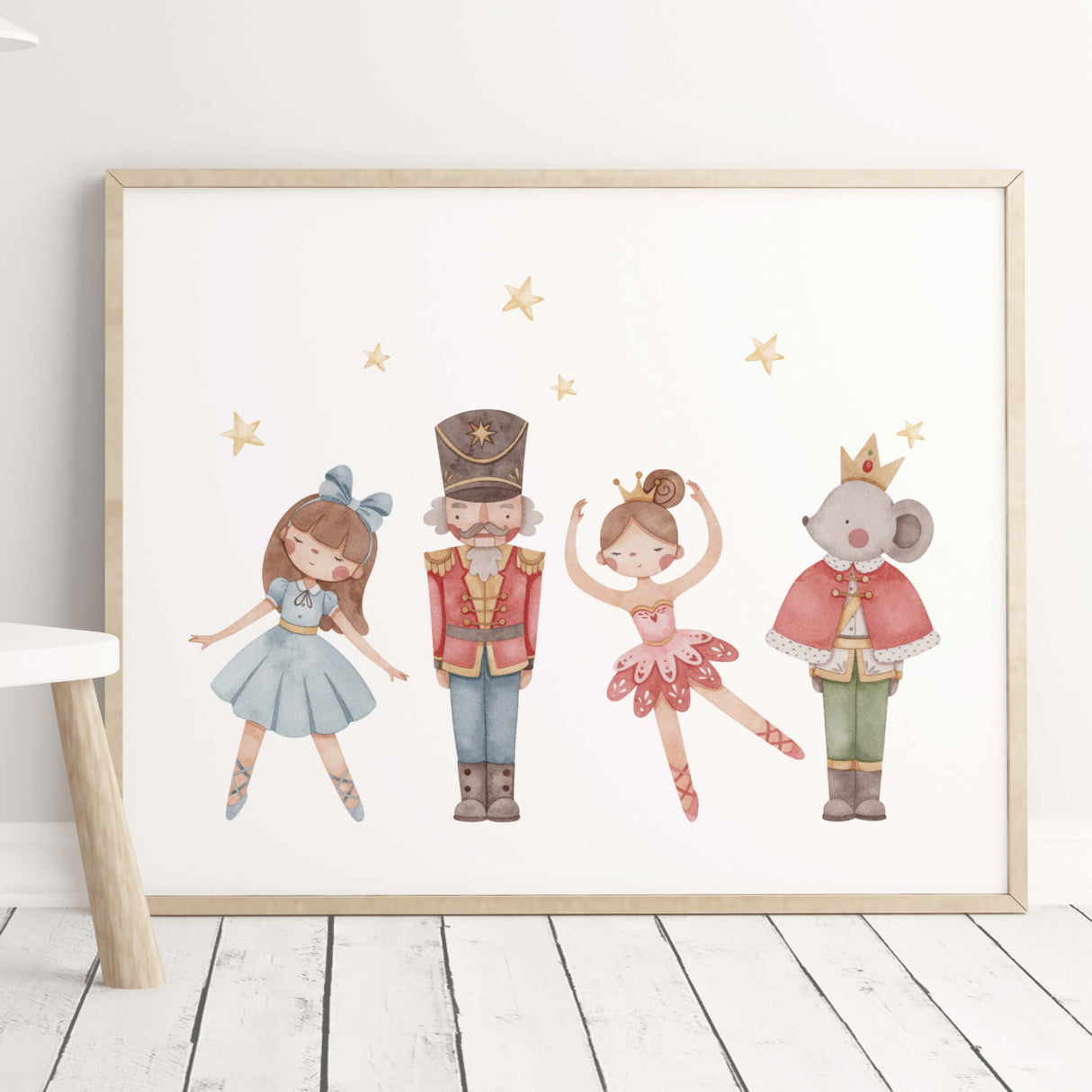 Watercolor nutcrackerprint for gender neutral nursery decor.