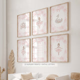 elegant princess carriage and ballerina printable wall art for girl nursery