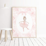 soft pink ballerina wall decor bundle with alphabet initial letters digital print set
