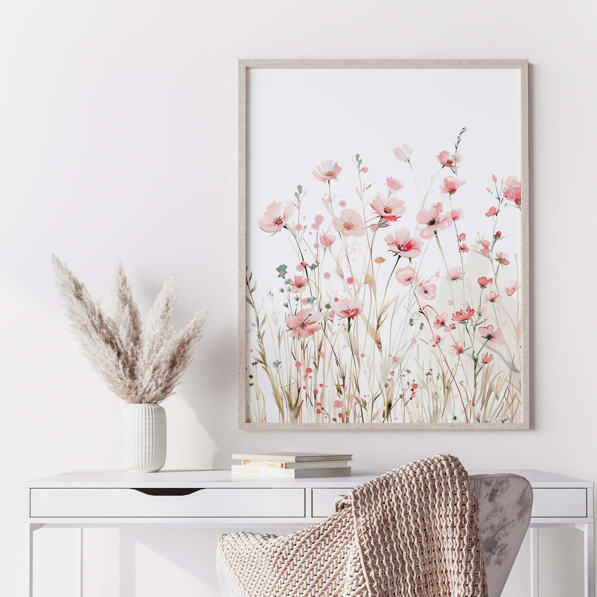 Set of three digital wildflower prints for modern farmhouse interiors

