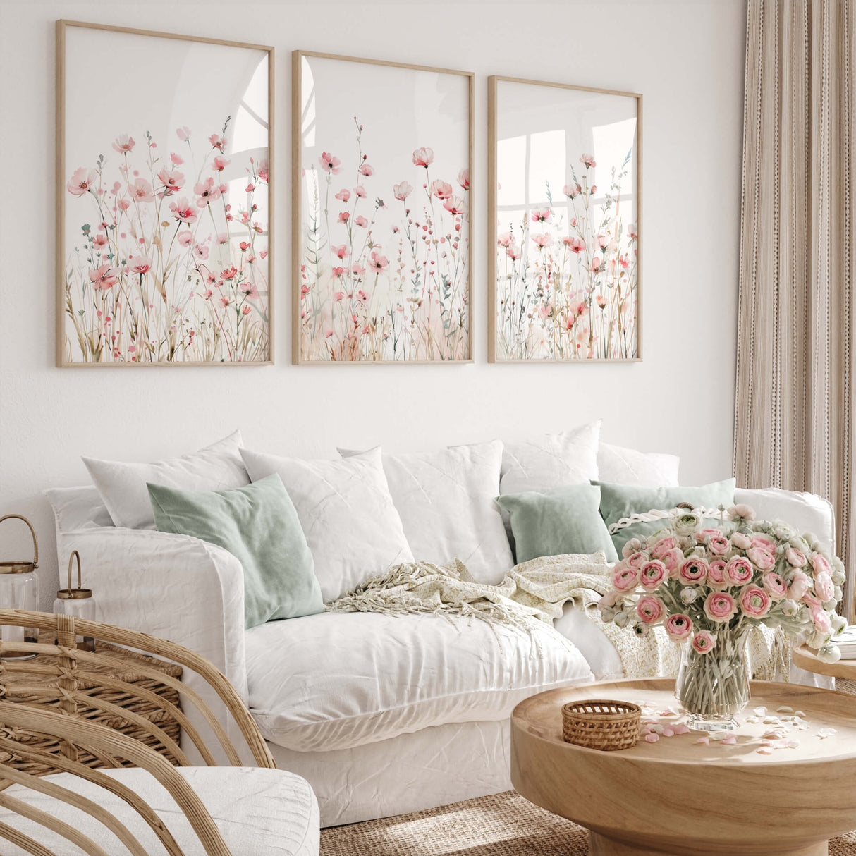 Scandinavian-inspired floral digital prints with wildflowers

