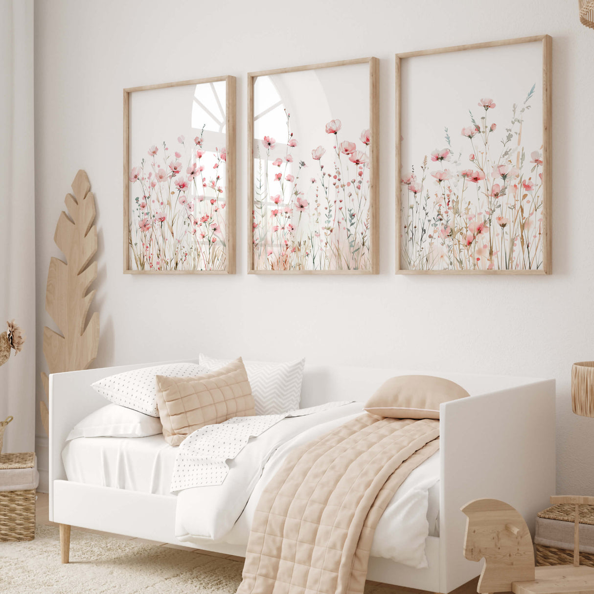 Blush floral triptych digital download for girls room or nursery

