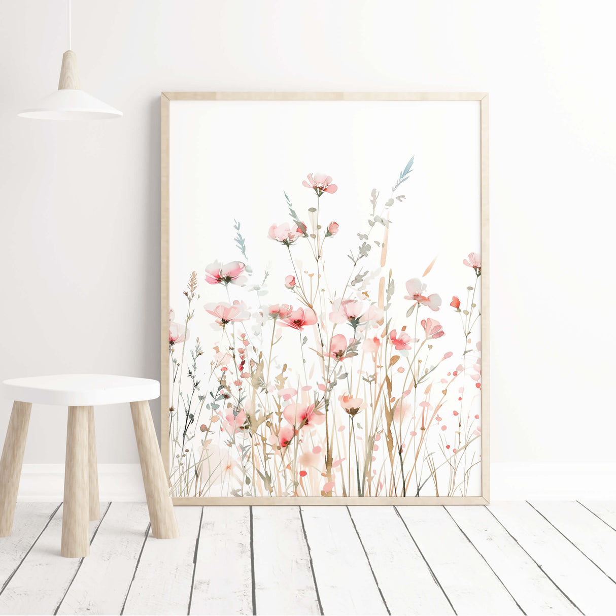 Soft spring wildflower art download in a set of three for home

