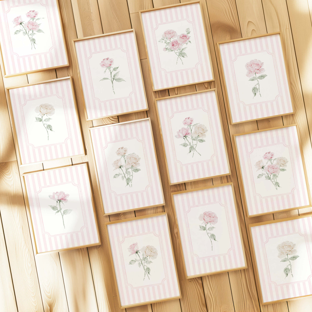 Romantic Cottagecore Pink Rose Printable Shabby Chic Floral Wall Decor ...