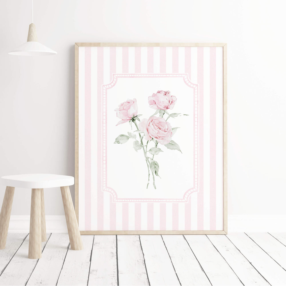 Romantic Cottagecore Pink Rose Printable Shabby Chic Floral Wall Decor ...