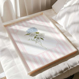 Watercolor blue hydrangea and wildflower nursery prints set of 4

