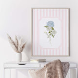 Botanical floral printables with pastel pink background for baby room

