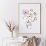Watercolor beige pink flower print for neutral spring home decor.