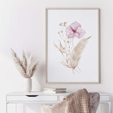 Watercolor beige pink flower print for neutral spring home decor.