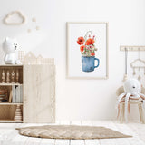 Watercolor poppy flower print for spring home decor.