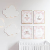 pink printable ballerina wall art baby girl nursery digital download with initial letters