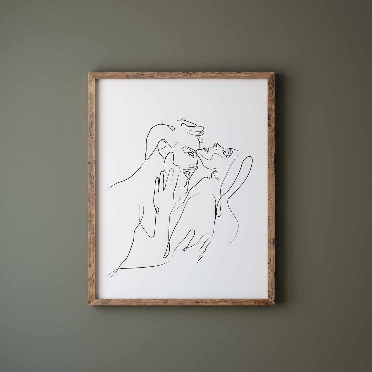 Black and white erotic print for elegant sage green home decor.