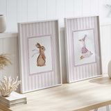 Bunny and goose pastel striped printable wall art for girls nursery decor

