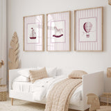 Toy-themed digital nursery artwork for girls room in vintage pastel colors

