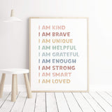 Watercolor affirmation printable for nursery and kids room decor.