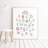 Watercolor alphabet printable for gender neutral nursery and kids room decor