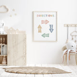 Watercolor directions printable for gender neutral  nursery and kids room decor.