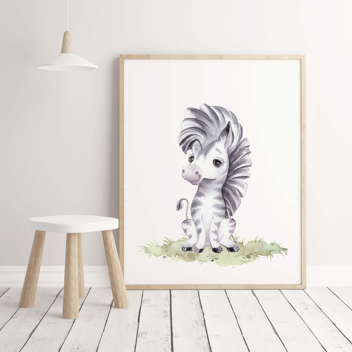 Watercolor zebra print for gender neutral nursery decor, toddler room decor, boys room decor, girls room decor,.