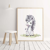 Watercolor zebra print for gender neutral nursery decor, toddler room decor, boys room decor, girls room decor,.