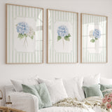 Floral watercolor artwork for farmhouse or nursery with green stripe frame

