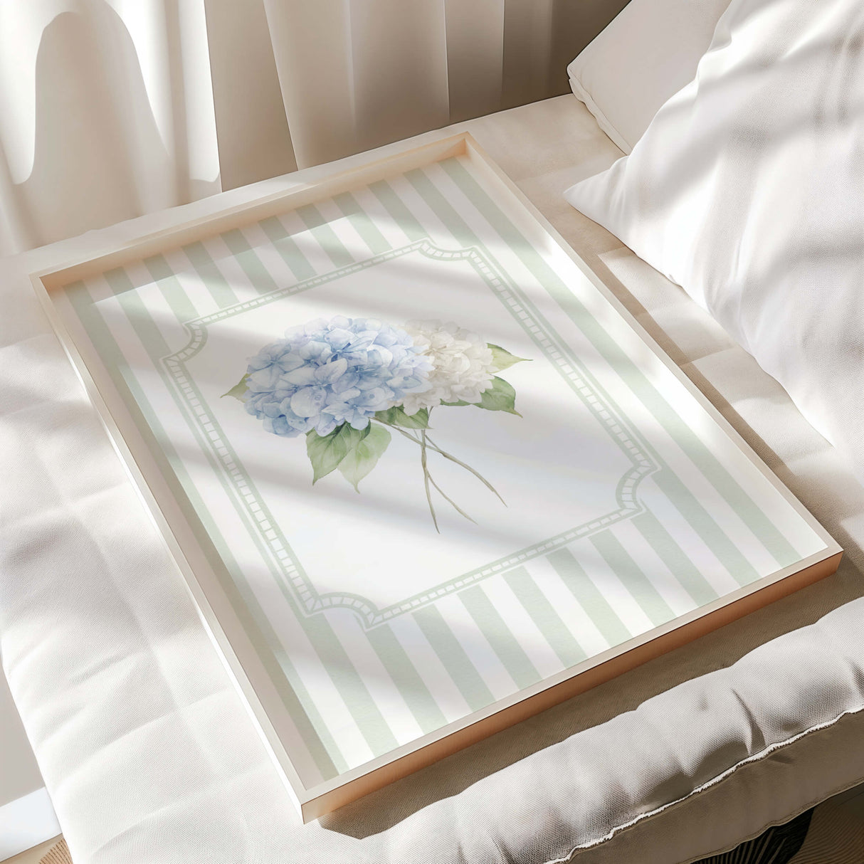 Baby boy nursery printable hydrangea flower bundle with sage green tones

