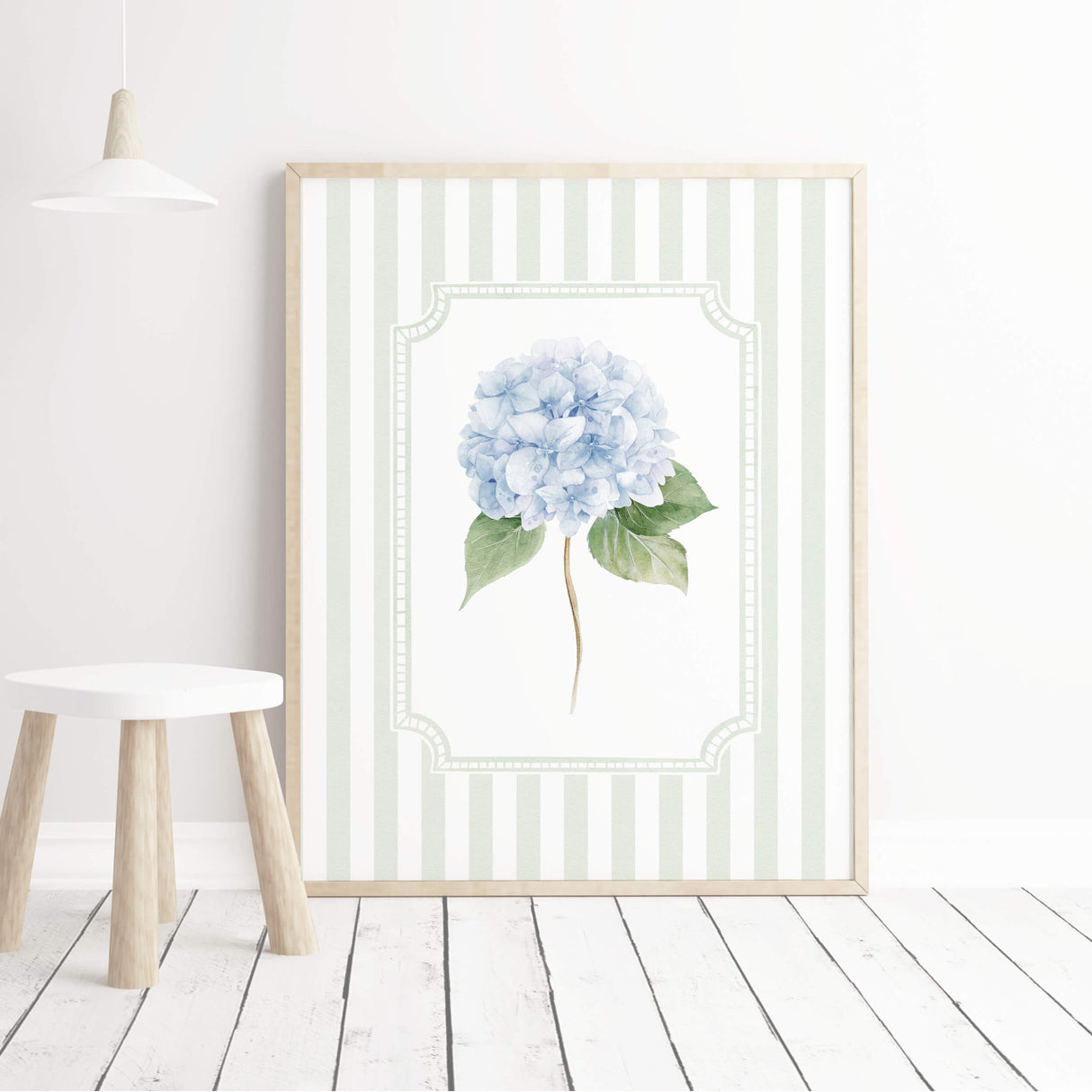 Hydrangea wall decor digital download for baby boy nursery or cottagecore room

