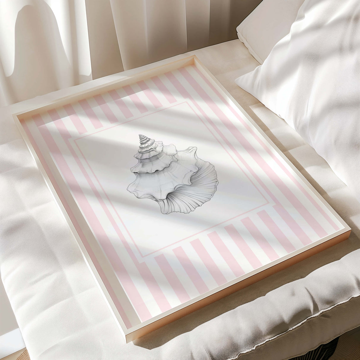 Pink Seashell Wall Art Set of 3 Printable Coastal Beach Prints Digital Download