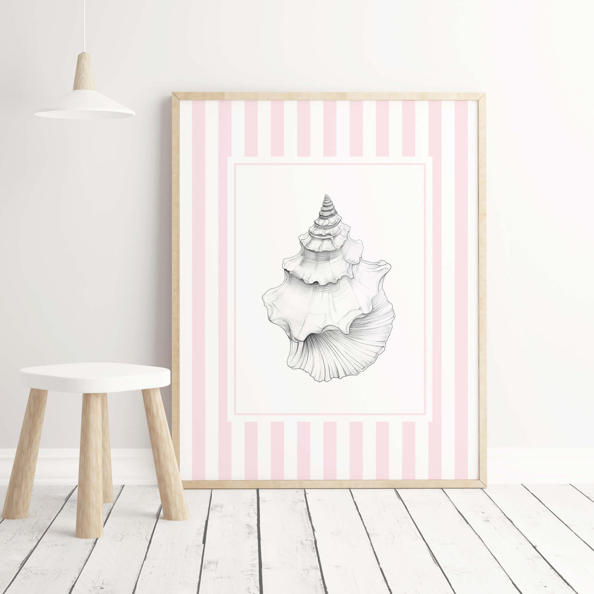 Pink Seashell Wall Art Set of 3 Printable Coastal Beach Prints Digital Download