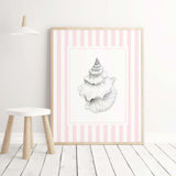 Pink Seashell Wall Art Set of 3 Printable Coastal Beach Prints Digital Download