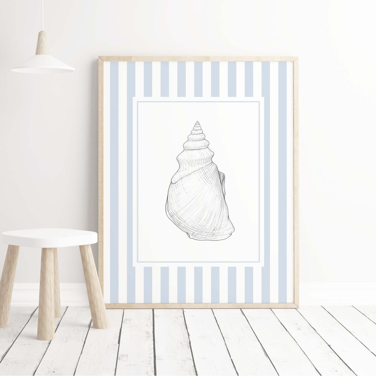 Coastal seashell wall art print set of 3 digital download for beach house decor
