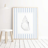 Coastal seashell wall art print set of 3 digital download for beach house decor