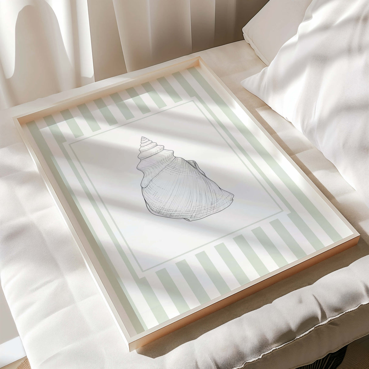 Neutral seashell wall art for modern coastal decor, printable digital files