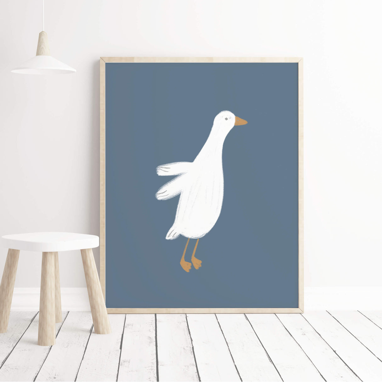 Funny goose print set with minimalist style for children’s bedroom wall

