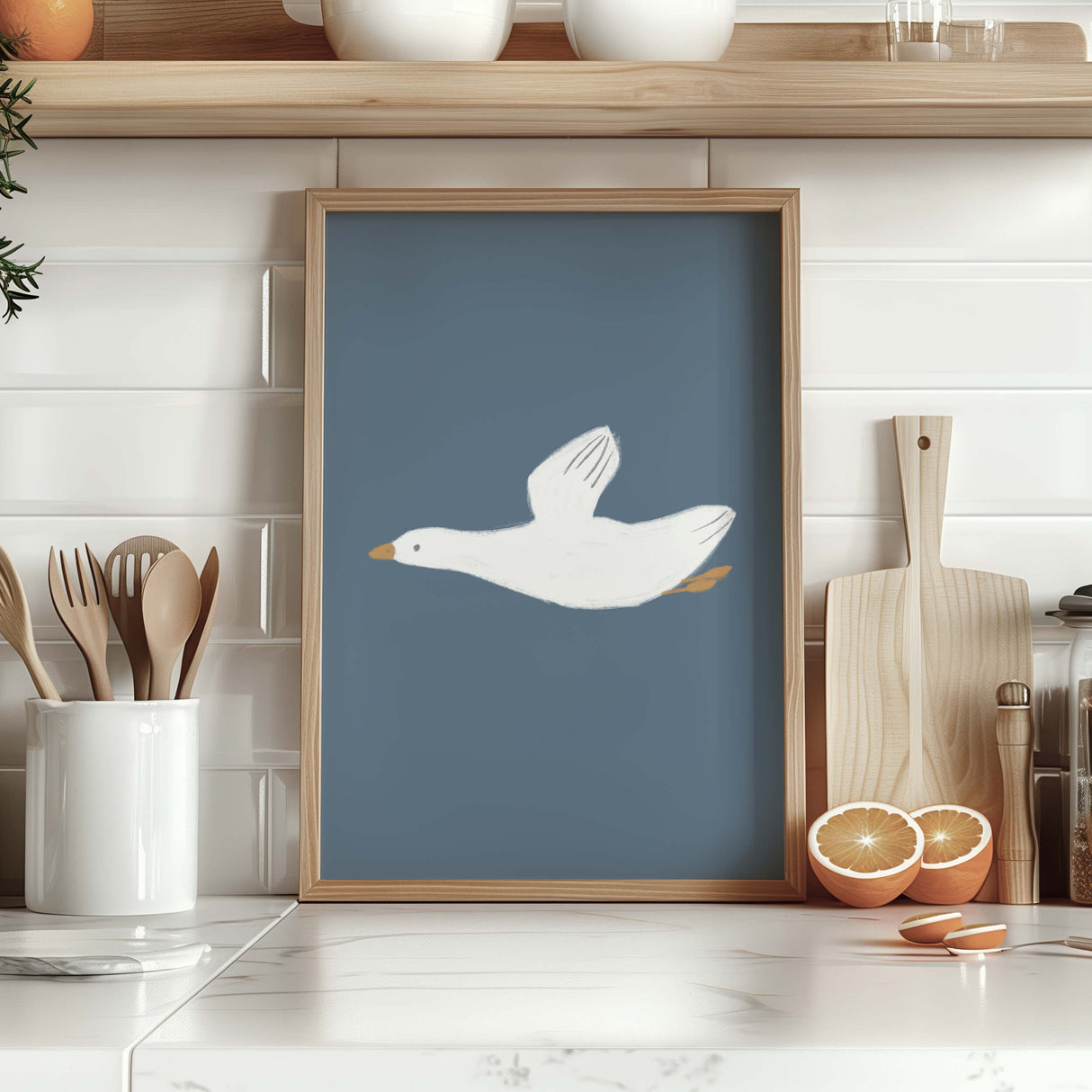 Set of 11 silly goose printable posters on blue background for nursery or kids room

