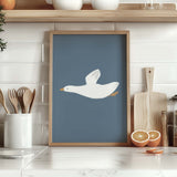 Set of 11 silly goose printable posters on blue background for nursery or kids room

