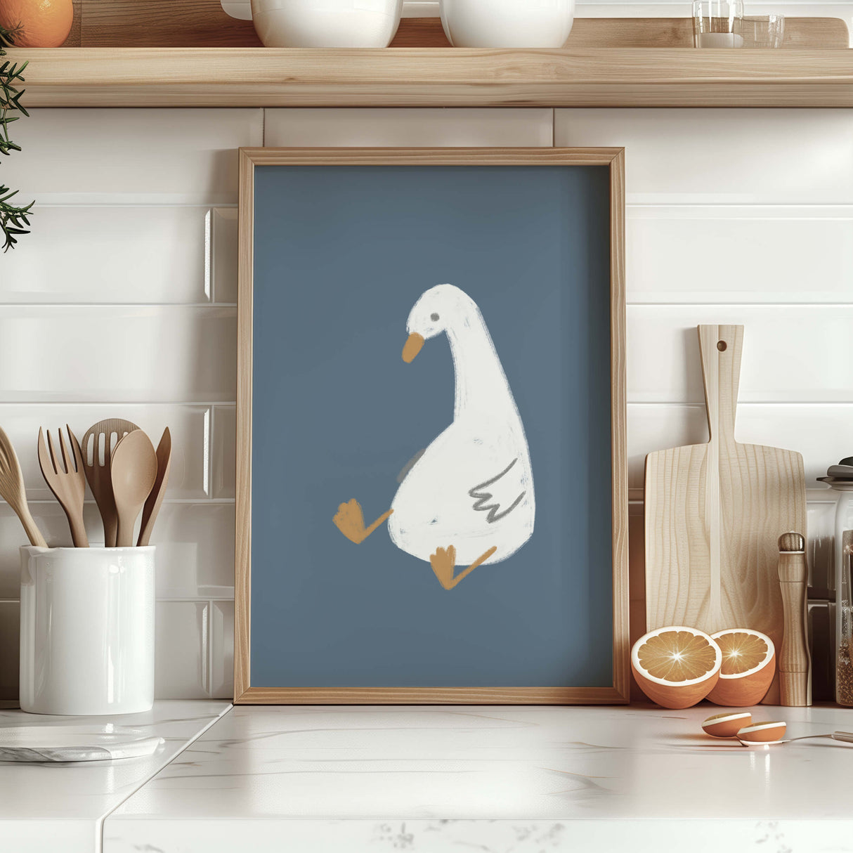 Funny goose print set with minimalist style for children’s bedroom wall

