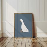 Set of 11 silly goose printable posters on blue background for nursery or kids room

