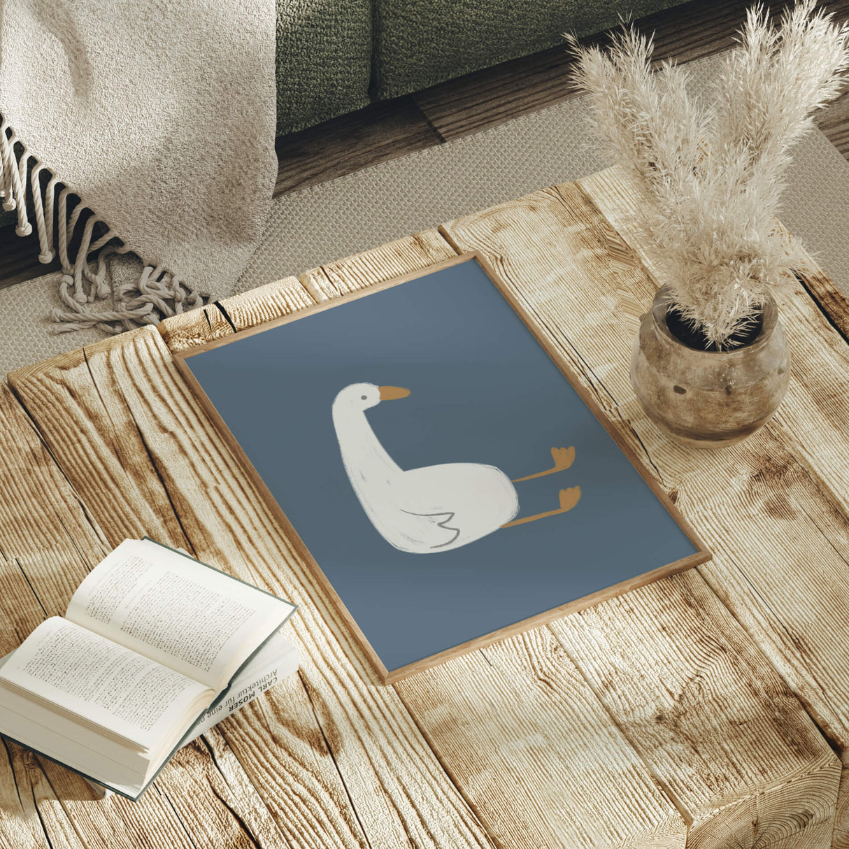 Funny goose print set with minimalist style for children’s bedroom wall

