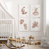 Teddy Bear Nursery Prints  - Terracotta - Set of 4
