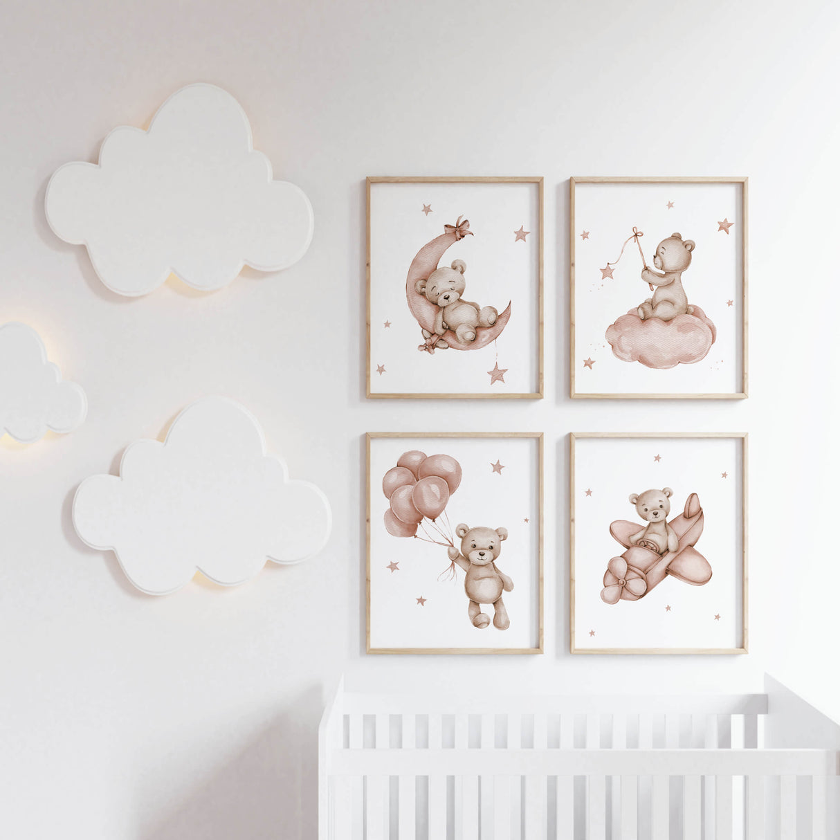 Teddy Bear Nursery Prints  - Terracotta - Set of 4