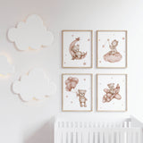 Teddy Bear Nursery Prints  - Terracotta - Set of 4