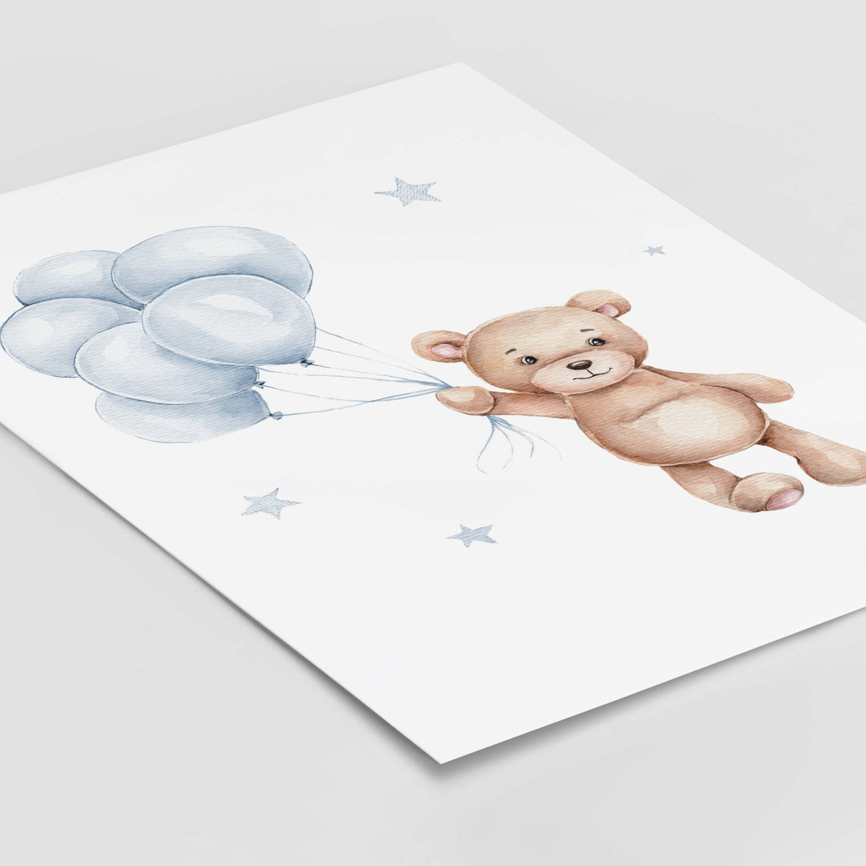 Teddy Bear Nursery Prints  - Light Blue - Set of 3