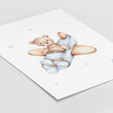 Teddy bear with airplane printable for baby boys room decor.